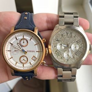 Two (2) Fossil watches and One (1) Fossil box